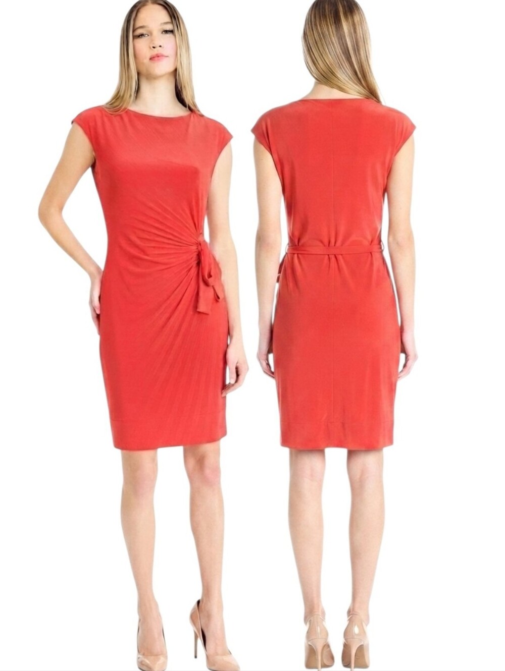 ALEX & ALEX Red Stretch Ruched Sheath Dress - Size 4